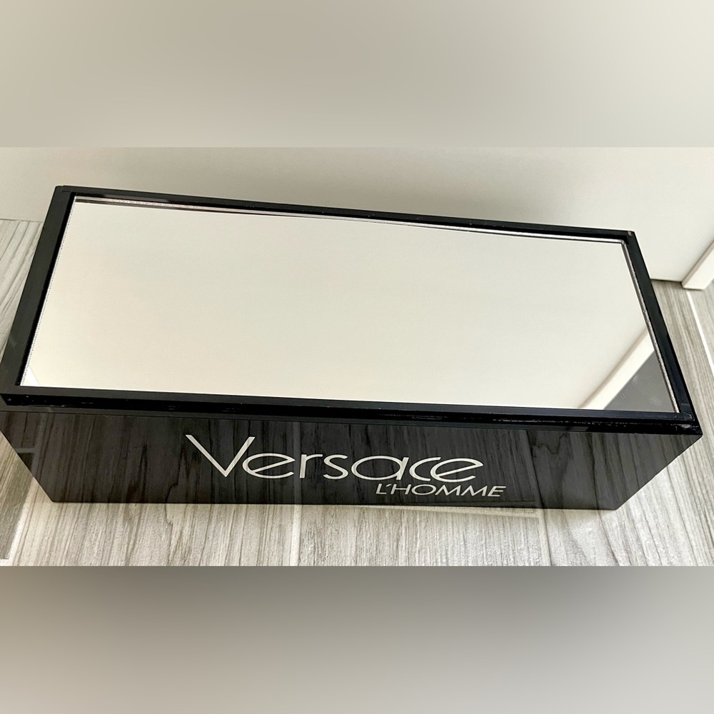 Versace L'Homme Black and White Design Mirror Open Bottom Container